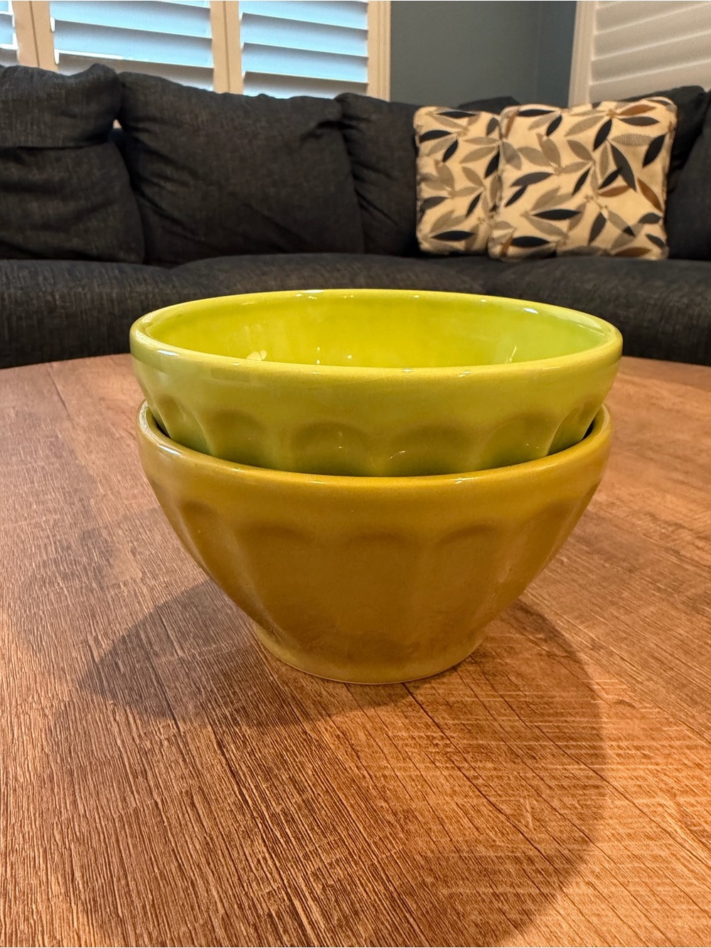 Anthropologie “Biscuit” Latte Bowls  - Green - Set of 2 - Made in Portugal